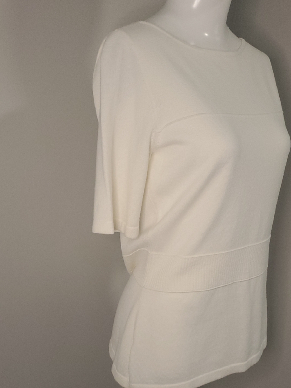 Ann Taylor Cream Short-Sleeve Knit Top - Picture 2 of 4